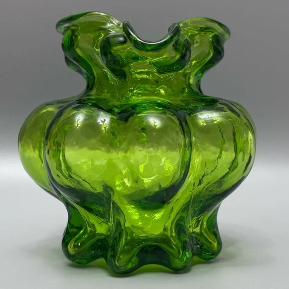 Kanawha Glass Company Hand-Blown Gourd-Shaped Vaseline Uranium Glass Pitcher 4” - Picture 3 of 15